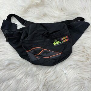Vintage Quicksilver XL Fanny Pach Black Neon‎ Surf Preppy